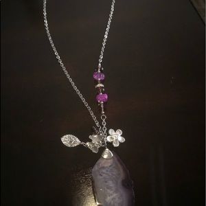 Purple silver stone nickel free necklace